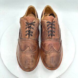 Bed Stu Men Size 8 Brown Distressed Leather Wingtip Brogue Lace Up Oxford Shoes